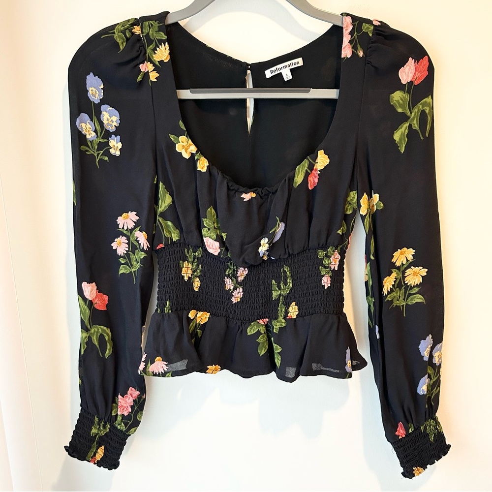 Reformation Hearth Top Night Bloom Size 0 - Picture 2 of 11